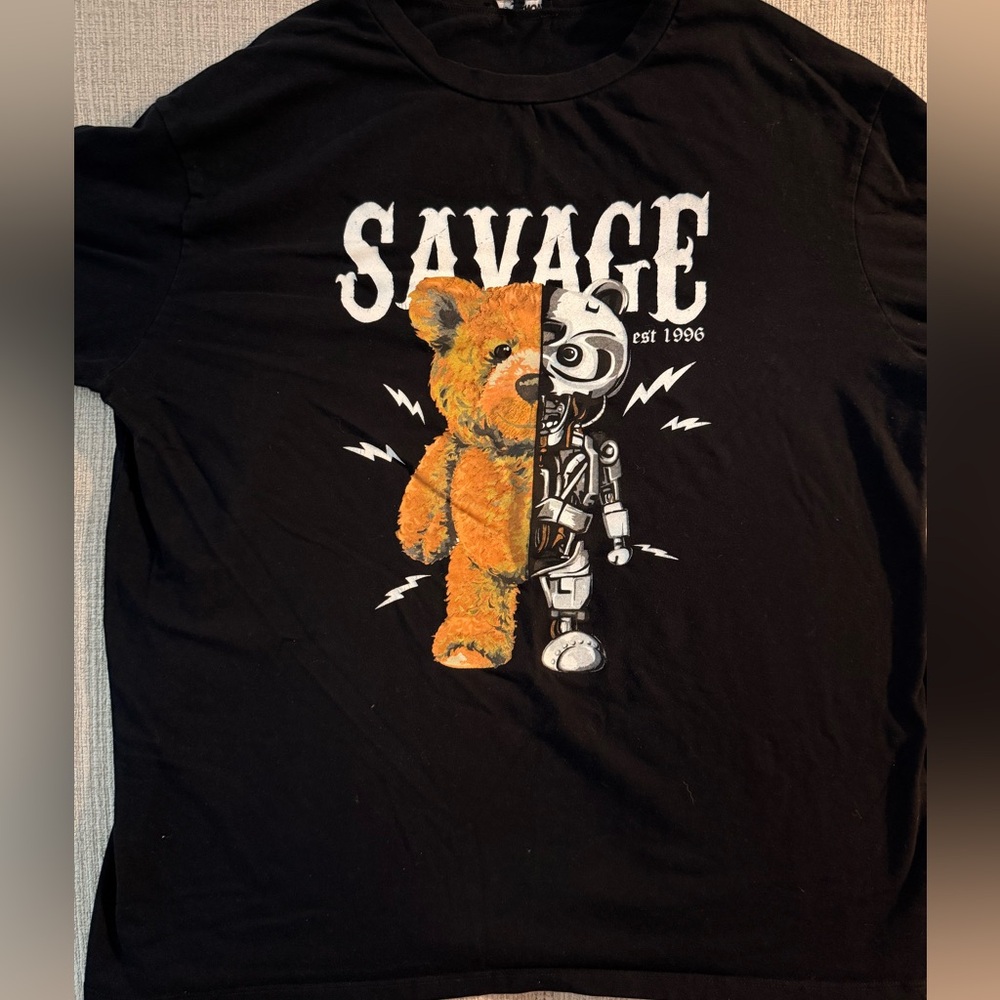 Savage Teddy Robot Graphic Tee
